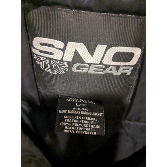Sno Gear Racing Snowmobile Jacket Coat Black 3M Yellow Men Large 80s 90s Classic - Picture 2 of 5